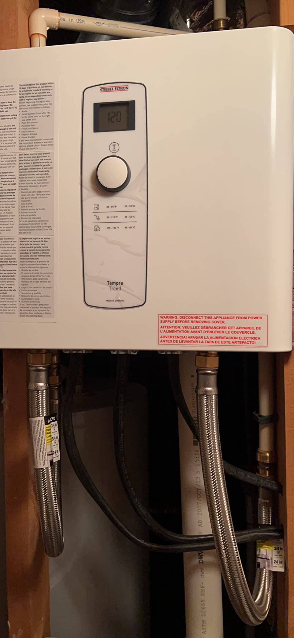 Stiebel Eltron Tempra 36 Trend Electric Tankless Water Heater, 36kW, 240V | Made in Germany; 3x50A breakers, 150A draw; On-demand hot water; Eco design; Energy+cost savings up to 34% in whole-home use customer photo 2