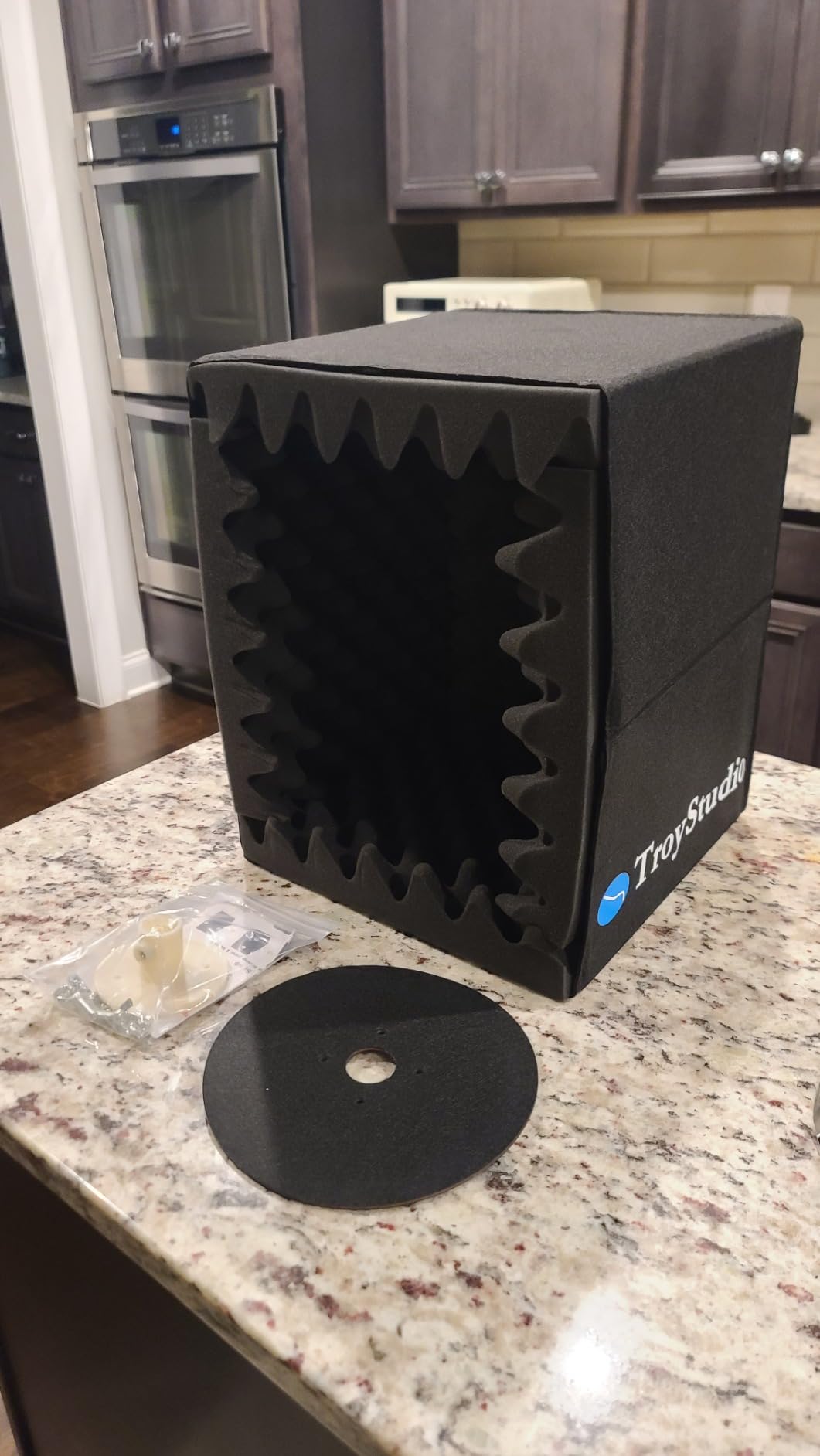 TroyStudio Portable Vocal Booth, Large Foldable Microphone Isolation Shield, Music Recording Studio Sound Echo Absorbing Box, Desk & Stand Use Reflection Filter with Thickened Dense Acoustic Foam customer photo 2