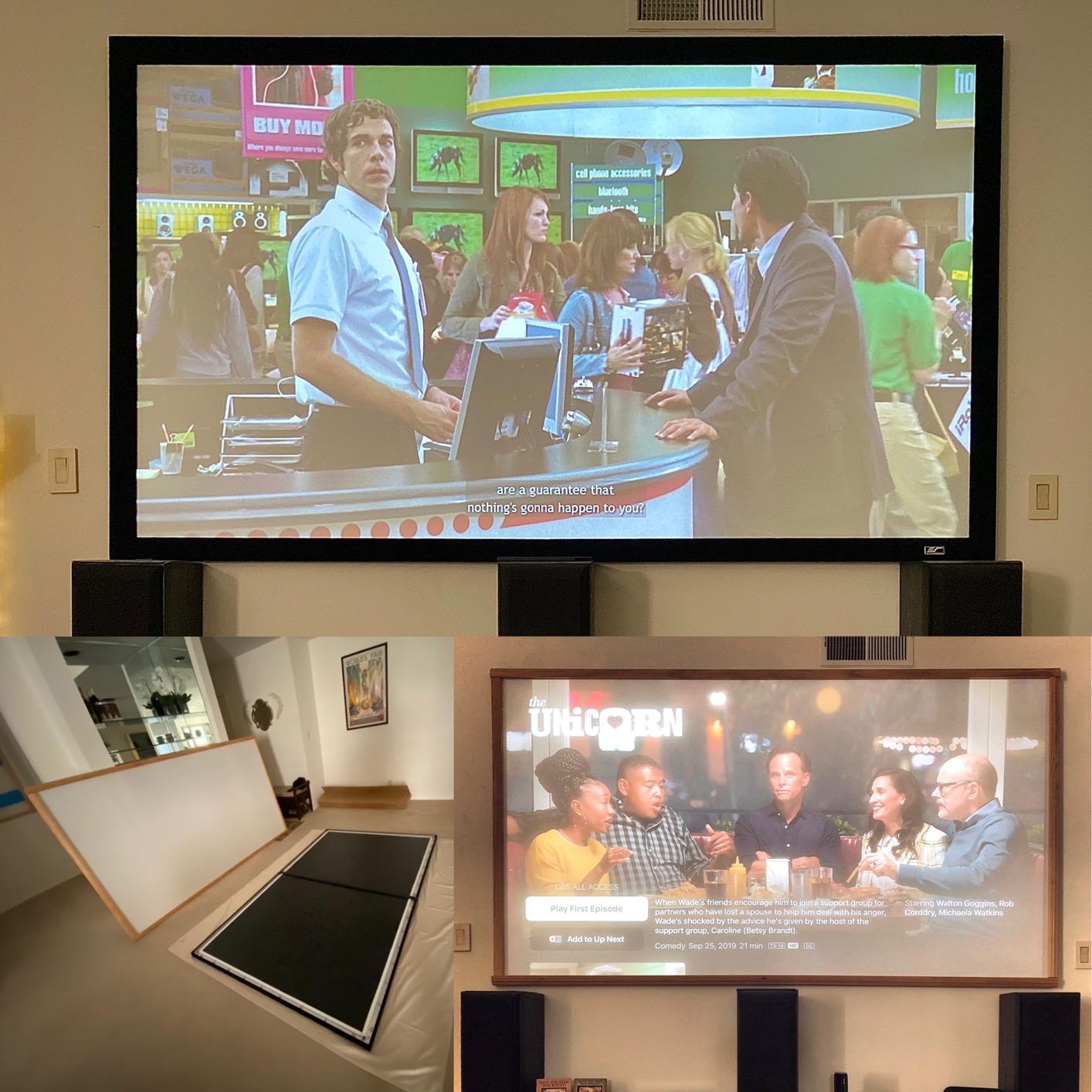 Akia Screens Fixed Frame Projector Screen 120-Inch, 16:9, Wall Mount, CINEWHITE UHD-B, 4K/8K Ready, Indoor Home Theater, AK-FF120WH2 customer photo 2