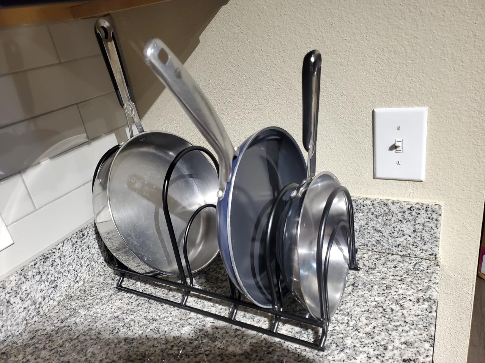 Cuisinel Pan Organizer for Cast Iron Skillets, Griddles, 5-Tier Rack, Black 12.2