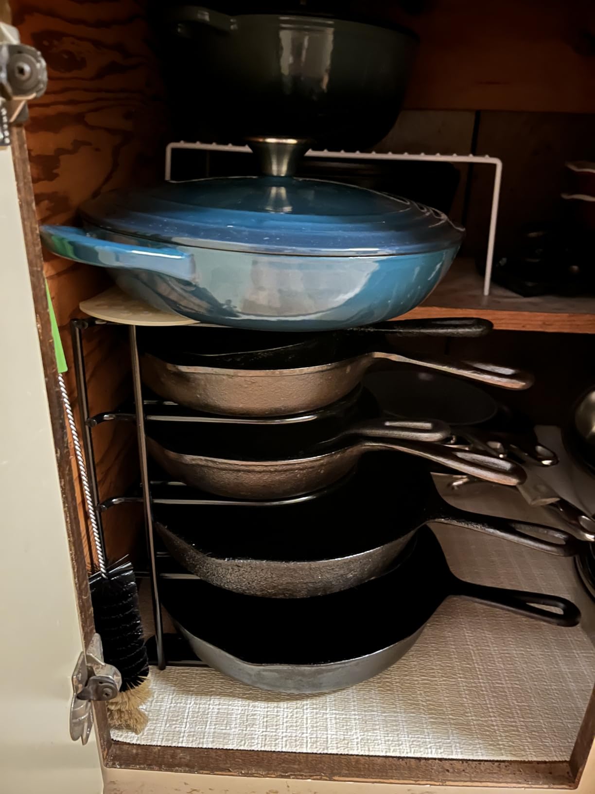 Cuisinel Pan Organizer for Cast Iron Skillets, Griddles, 5-Tier Rack, Black 12.2