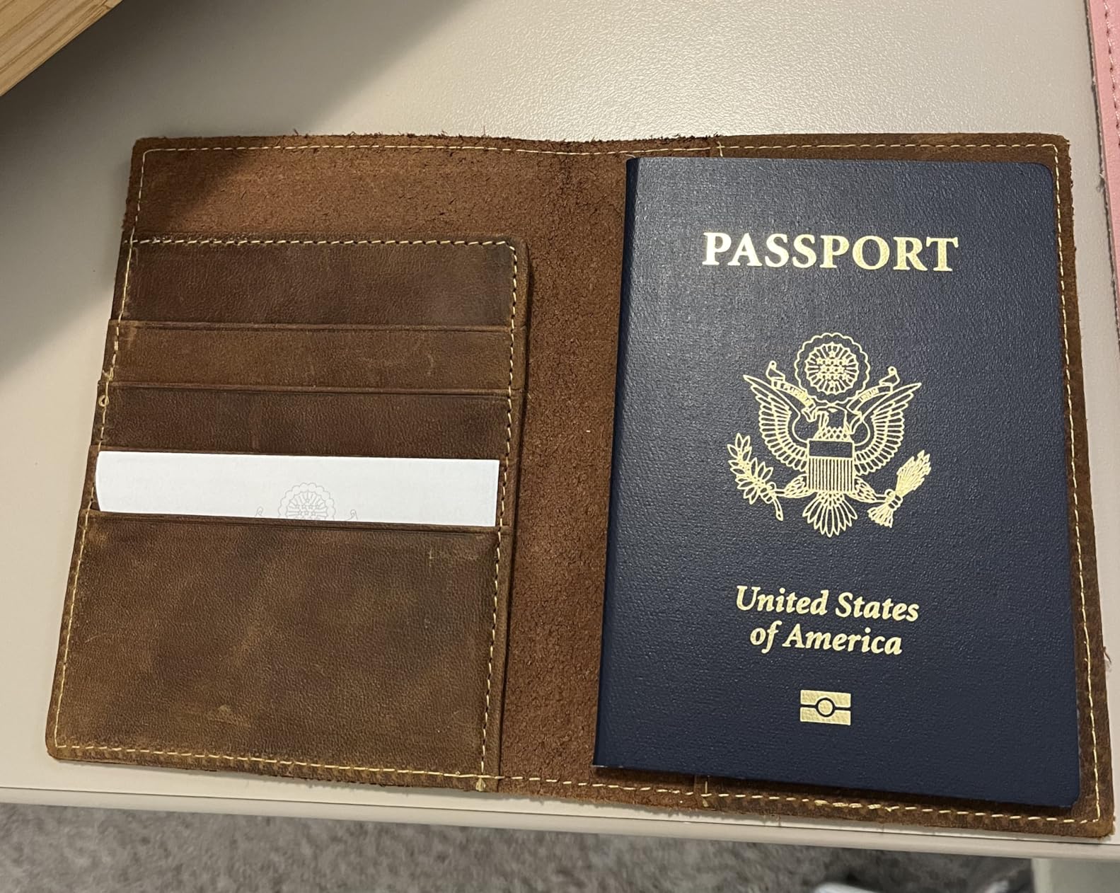 WANDERINGS Leather Travel Wallet with Passport Holder - 5.5
