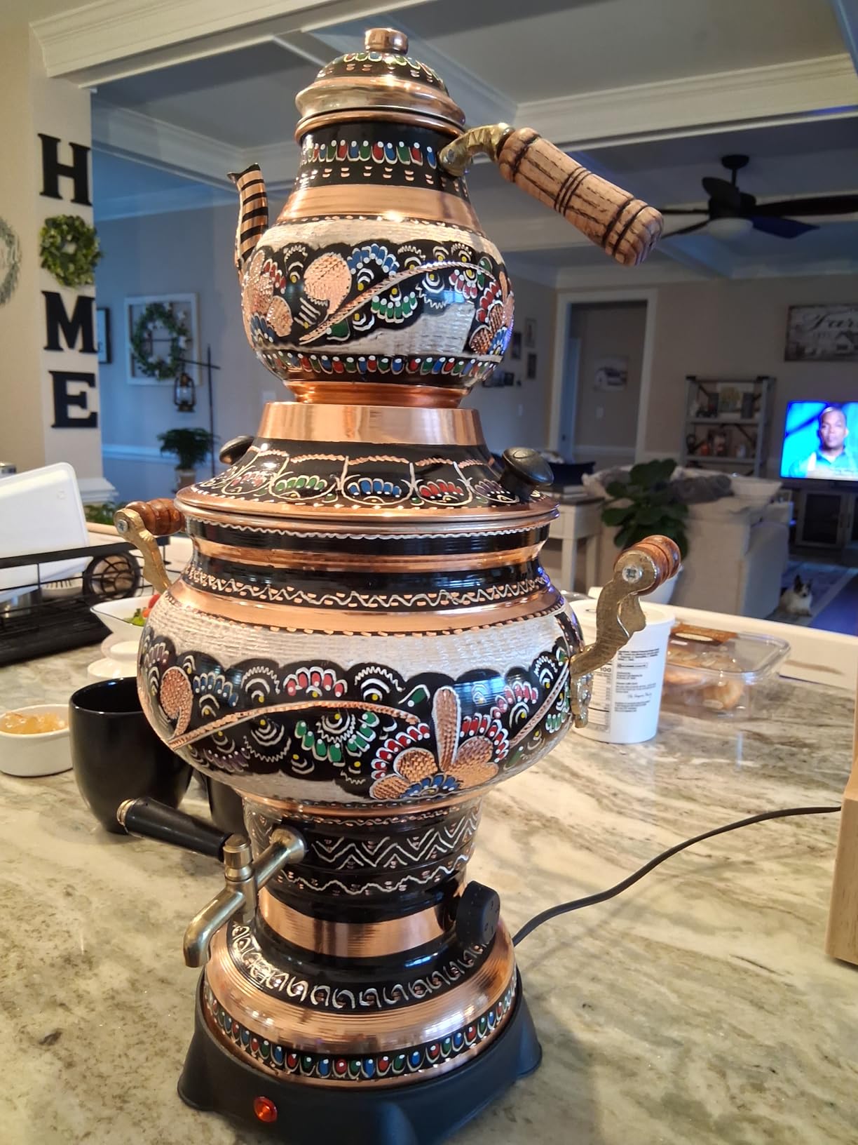Copper Samovar Tea Pot Set Electrically Operated Handmade Real Copper Samovar (220V) customer photo 1