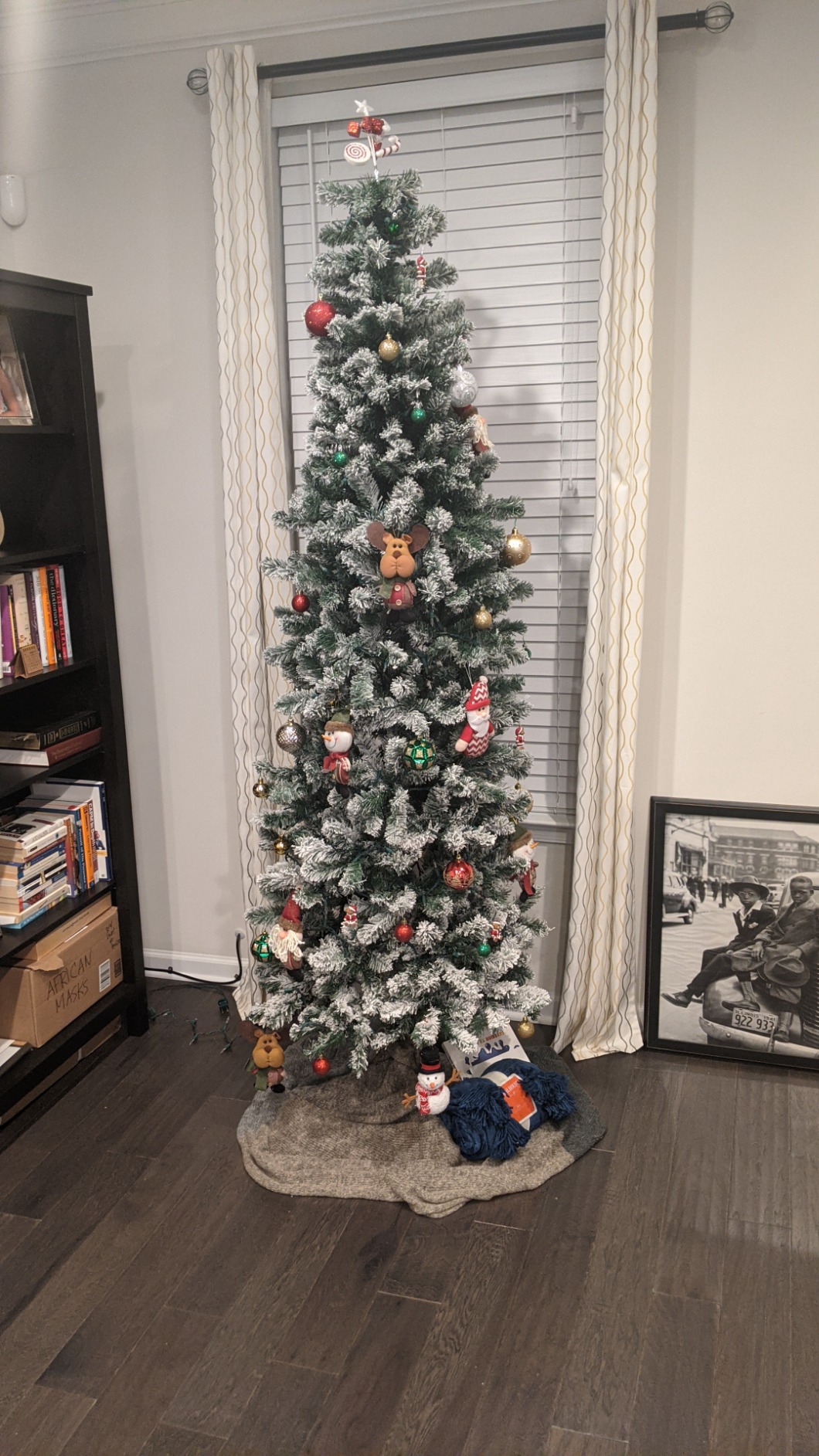 Best Choice Products Flocked Pencil Christmas Tree, Unlit Slim Artificial Holiday Decoration, 6ft Skinny Snowy Appearance w/Base customer photo 1