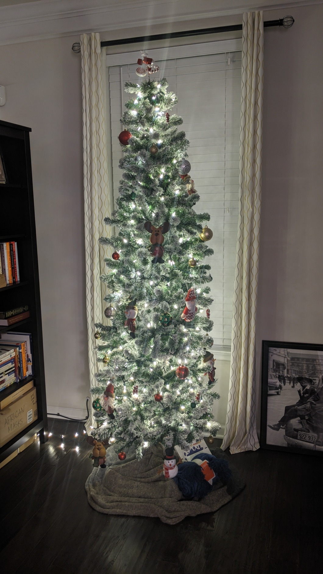 Best Choice Products Flocked Pencil Christmas Tree, Unlit Slim Artificial Holiday Decoration, 6ft Skinny Snowy Appearance w/Base customer photo 2
