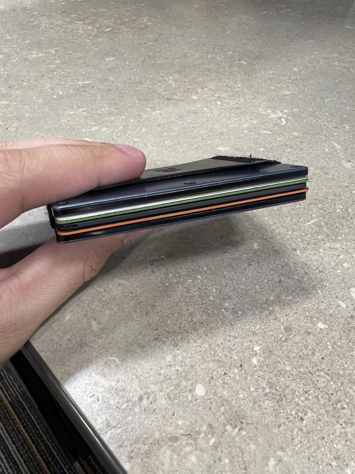 Ridge Wallet for Men - Slim Minimalist Compact Wallet and Card Holder, RFID Protected Front Pocket Wallets for Men with Integrated Cash Strap (Burnt Titanium) customer photo 2