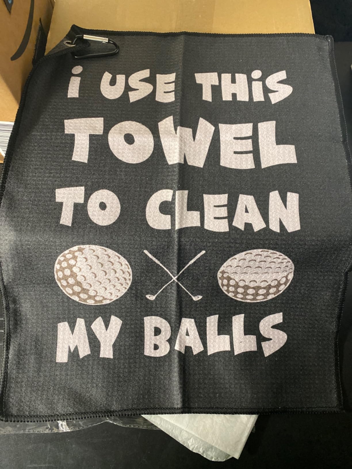 SHANKITGOLF Towel, Funny Microfiber with Bag Clip, Gift for Men & Dad | Waffle-weave towel scrubs dirt off clubs and balls, then clips to your bag. Novelty gifts for golfers. customer photo 1