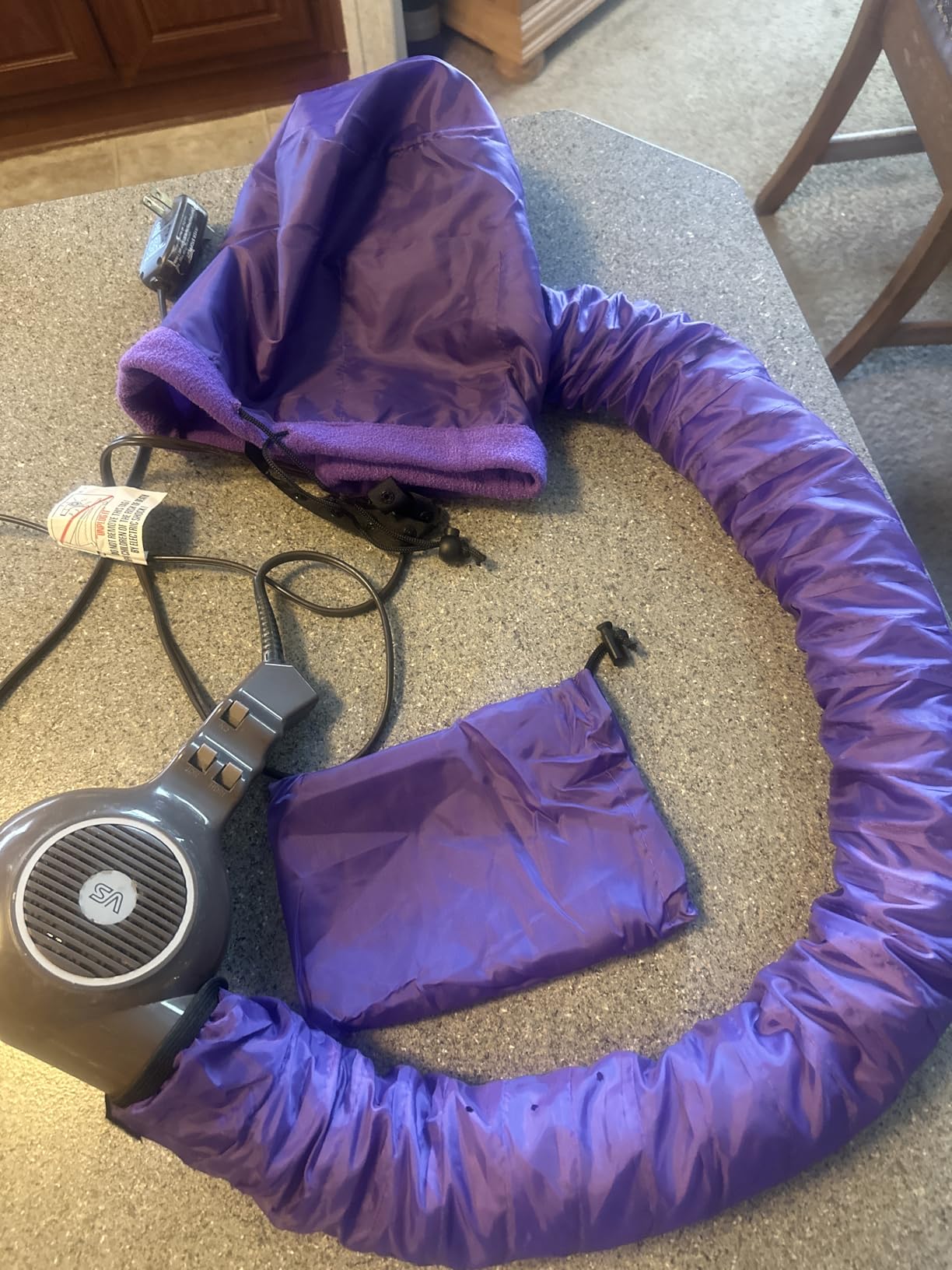 Hooded Hair Dryer Attachment w/A Headband Integrated That Reduces Heat Around Ears & Neck - Hair Dryer Hooded Diffuser Cap for Curly, Speeds Up Drying Time, Deep Conditioning At Home - Portable, Large customer photo 1