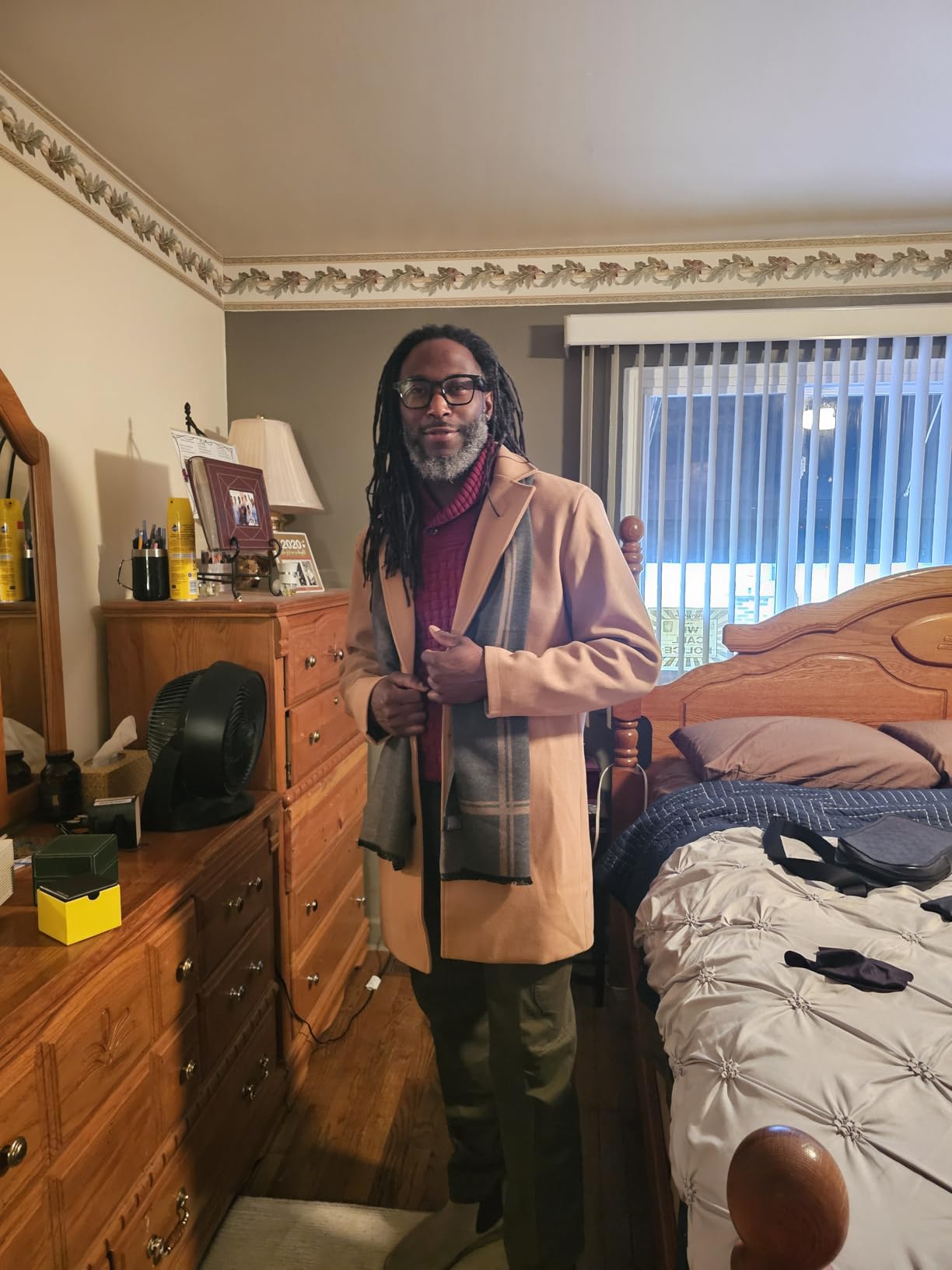 Springrain Men's Wool Blend Pea Coat Single Breasted Overcoat customer photo 1