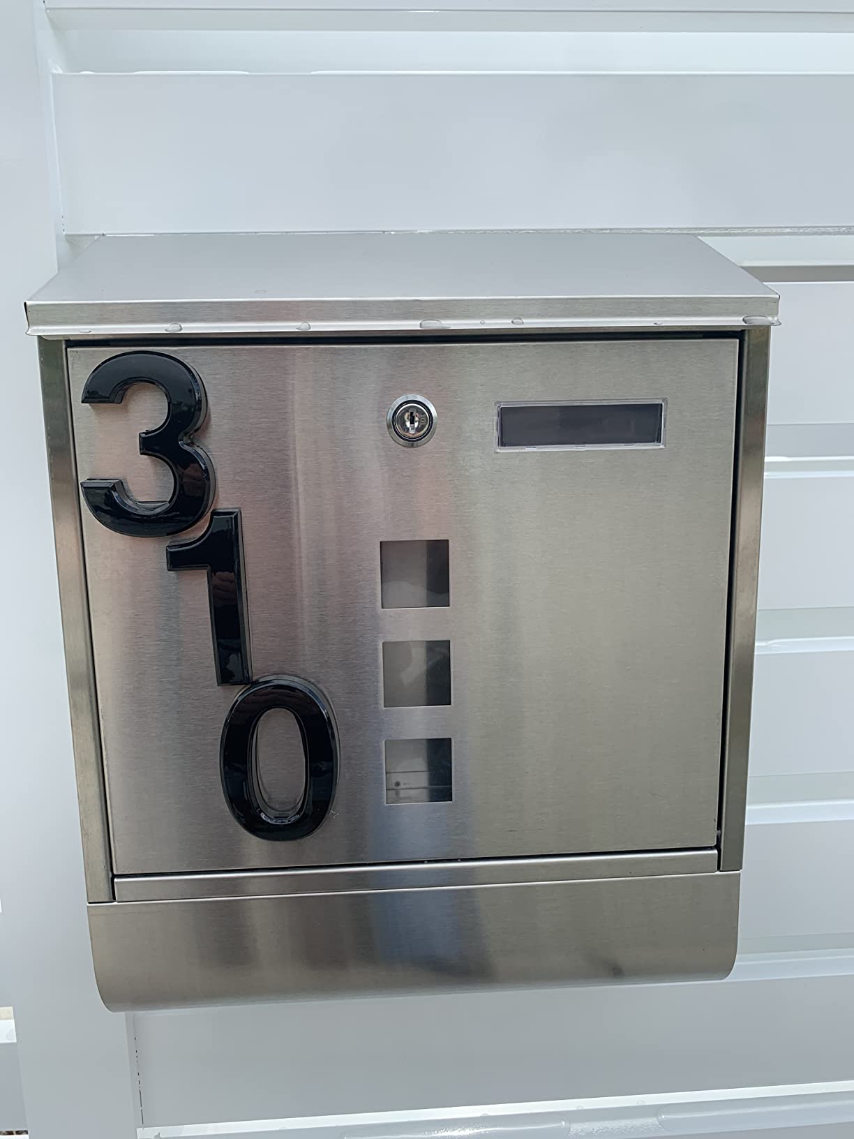 Decaller Stainless Steel Mailbox with Key Lock, Metal Wall Mount Rust-Proof Mail Box with Newspaper Compartment for Outside, 15.4