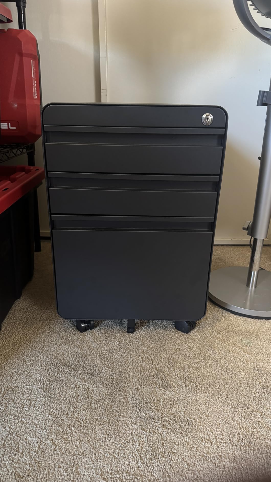 Dripex 3 Drawer Metal Rolling File Cabinet Under Desk Filing Cabinet Black | 16
