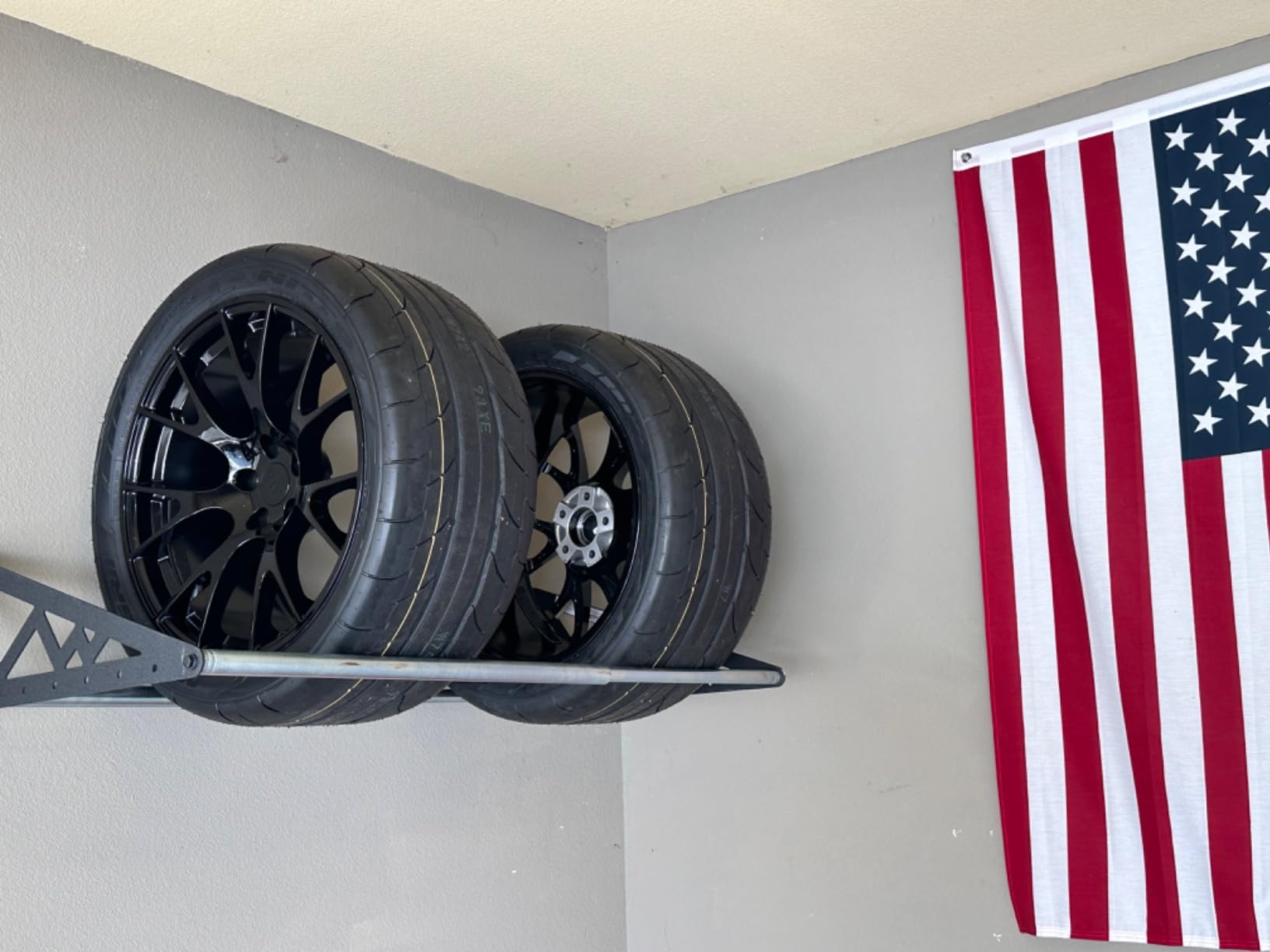 SafeRacks Heavy-Duty Adjustable Steel Wall Mount Tire Rack, Black, 400 lb customer photo 1