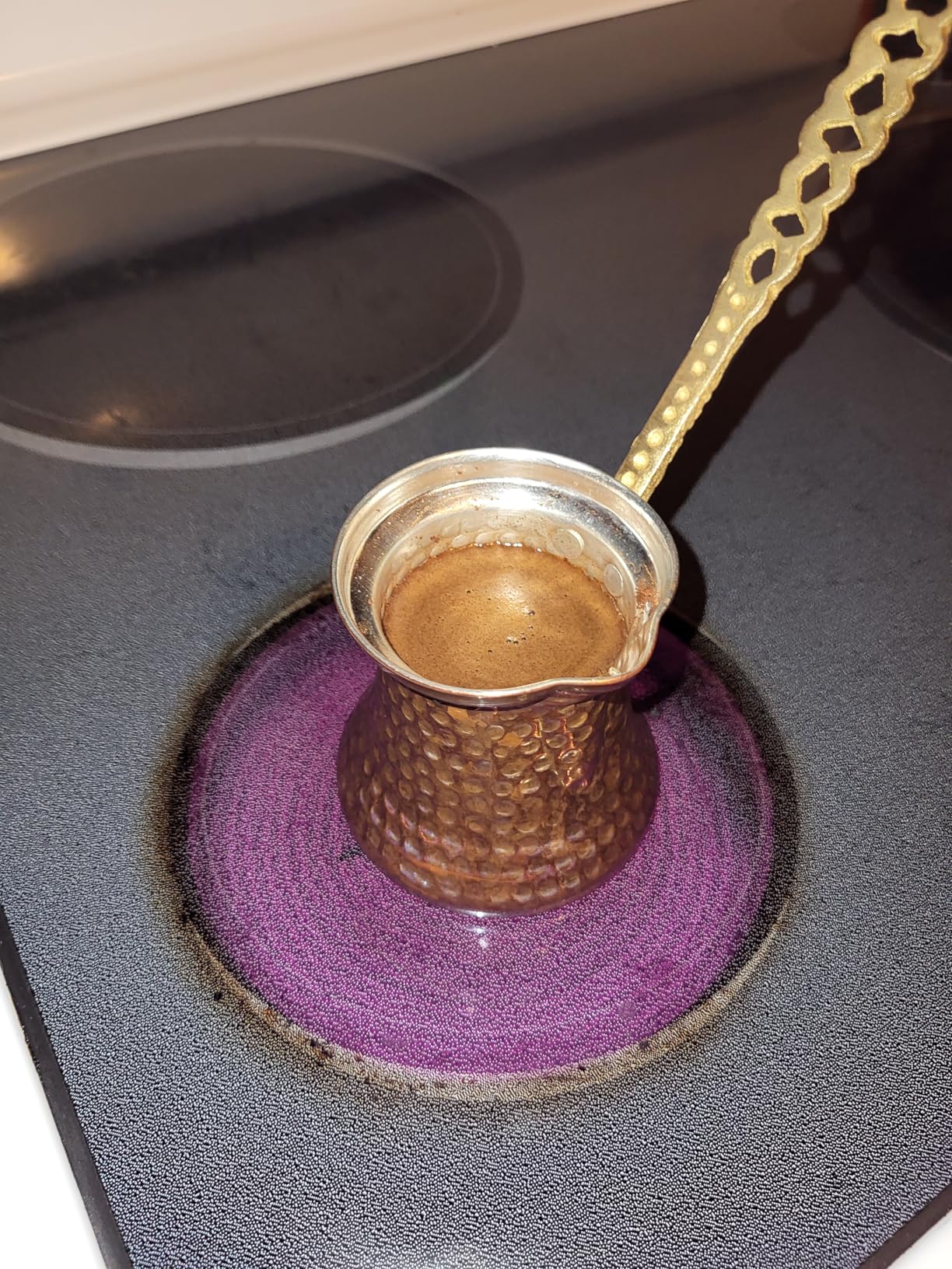 Volarium Turkish Coffee Pot, Greek Arabic Coffee Maker, Hammered Copper Coffee Cezve, Stove Top Coffee Maker (Large) customer photo 1