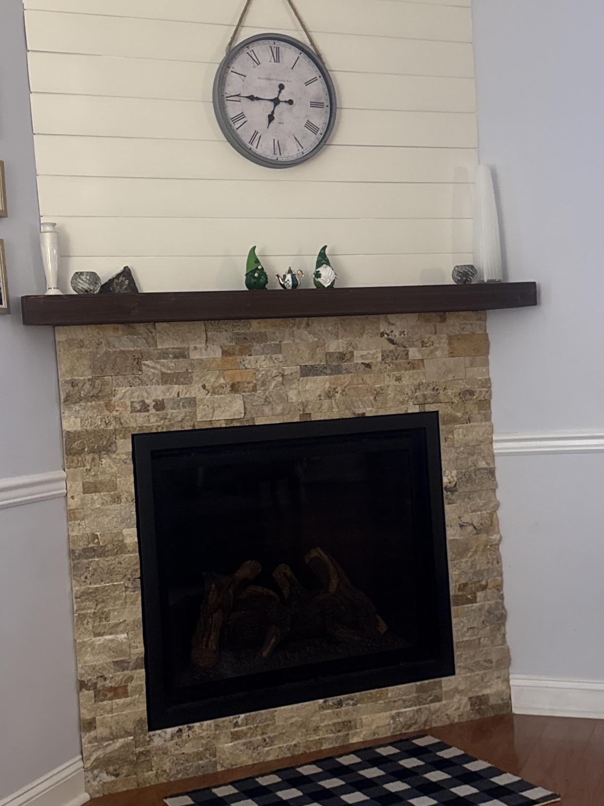 WELLAND Rustic Floating Shelf, Reclaimed Wood Wall Shelf, Fireplace Mantel Shelf Wall Mounted, Walnut Color (48