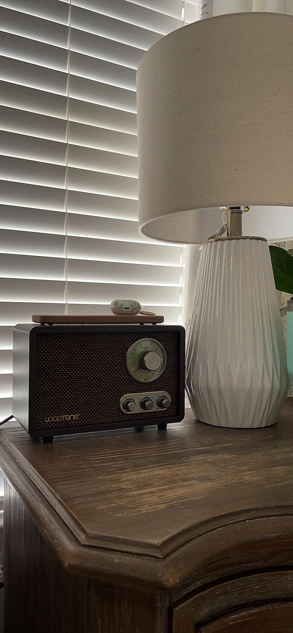 LoopTone FM AM Radio Retro Wood Radio with Bluetooth Play Mp3 and Antenna Built in Speaker for Kitchen Living Room Coffee customer photo 2