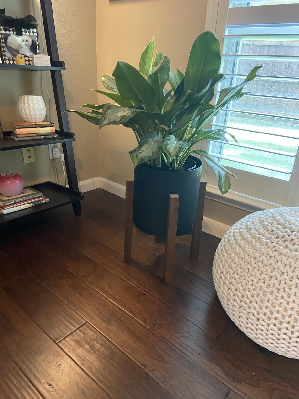Sophia Mills Mid Century Plant Stand - Solid Wood Item Stand Handmade with Acacia - Fits Medium & Large Pots Sizes 8 to 12 inches (Not Included) (Adjustable Width: 8-12 inches, Dark Brown) customer photo 2