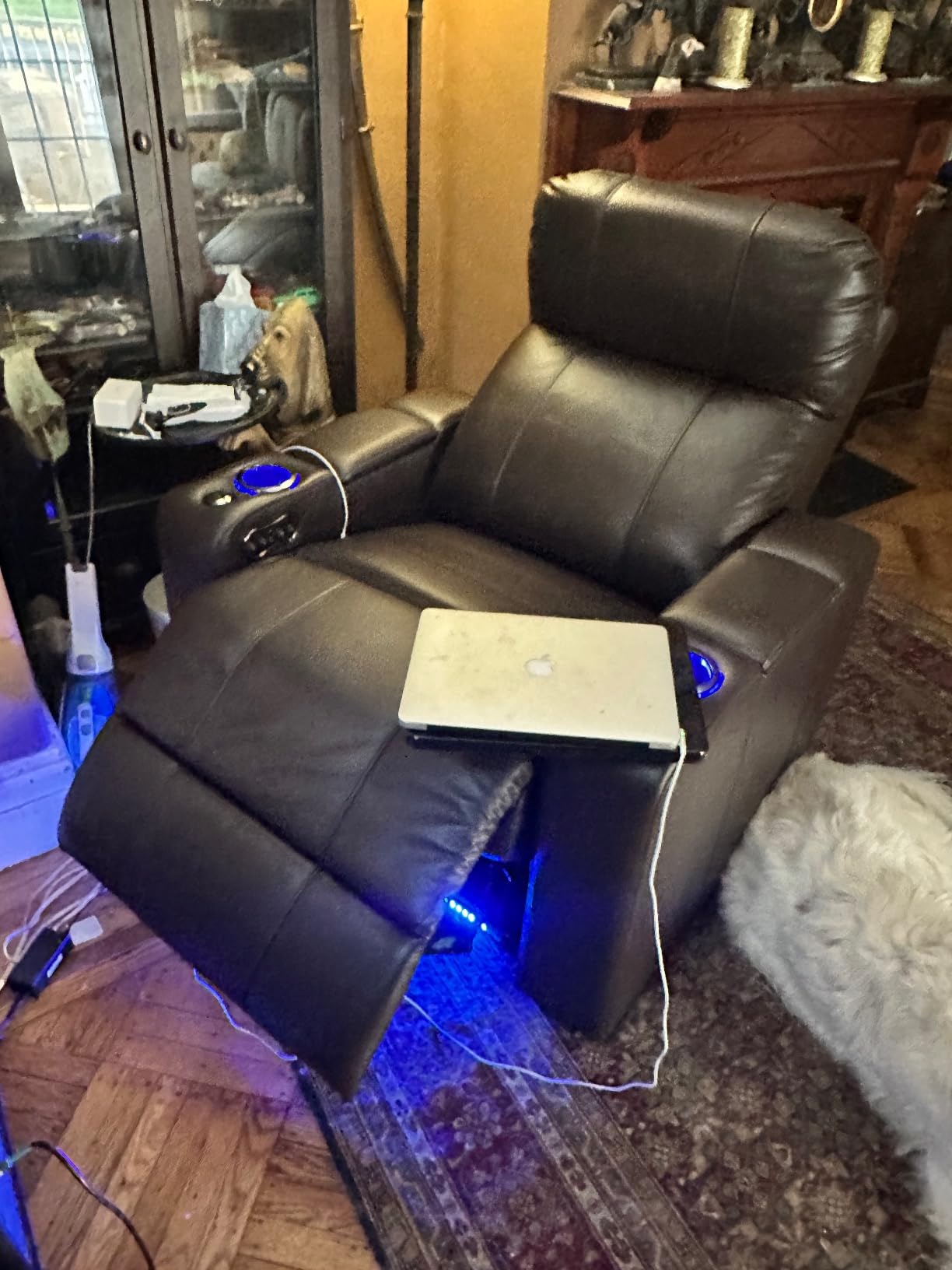 Seatcraft Julius Home Theater Seating Brown Single Recliner - Italian Leather, Big & Tall, Powered Headrest, Power Recline, USB-A Charging customer photo 2