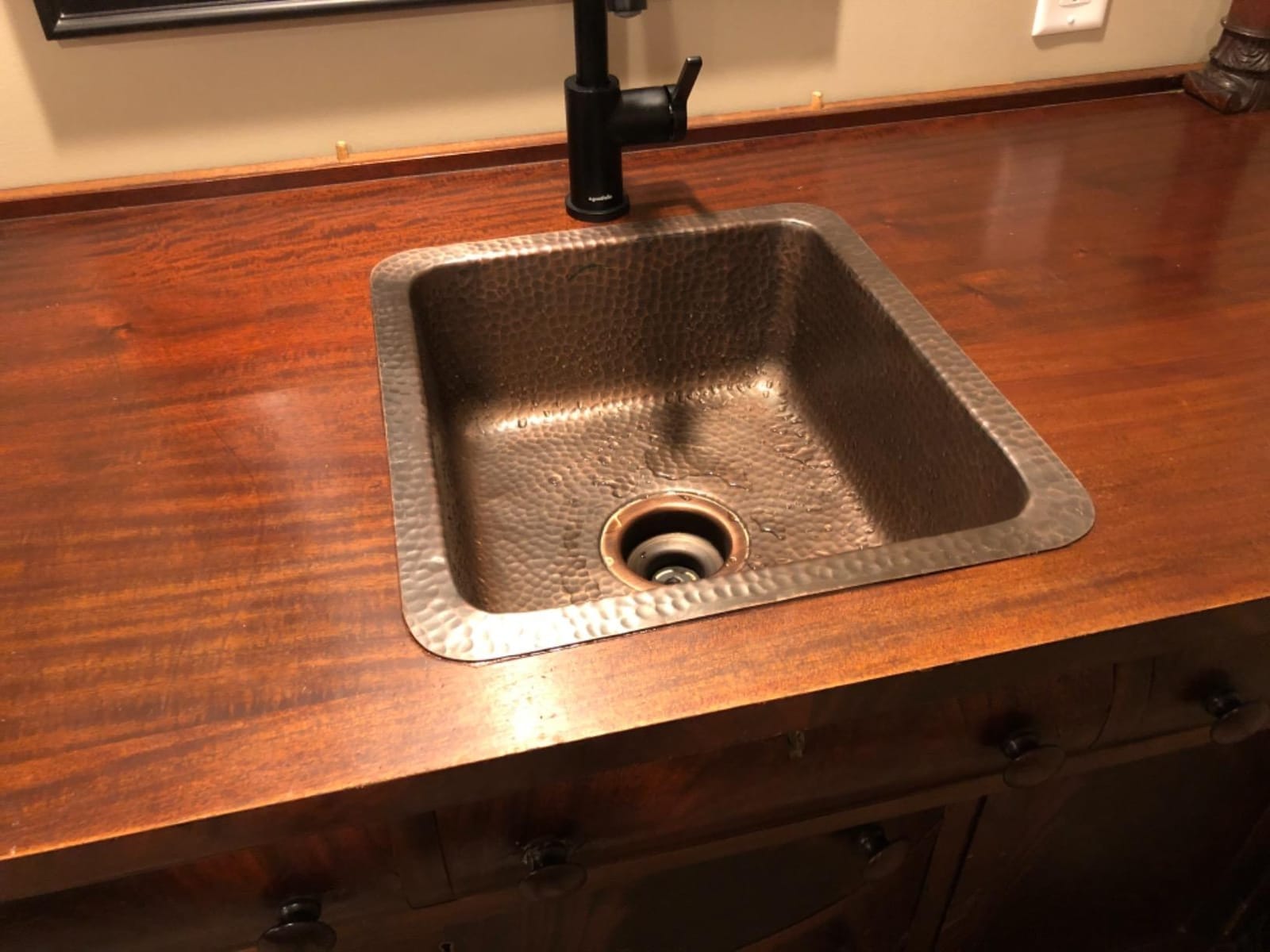 Monarch Abode Kitchen & Bar Sink - 17-inch Highball Dual Mount Drop in Kitchen Sink, Hand Hammered Pure Copper Sinks, Drop in Bar Sinks or Undermount, Deep Single Rectangular Bowl customer photo 1