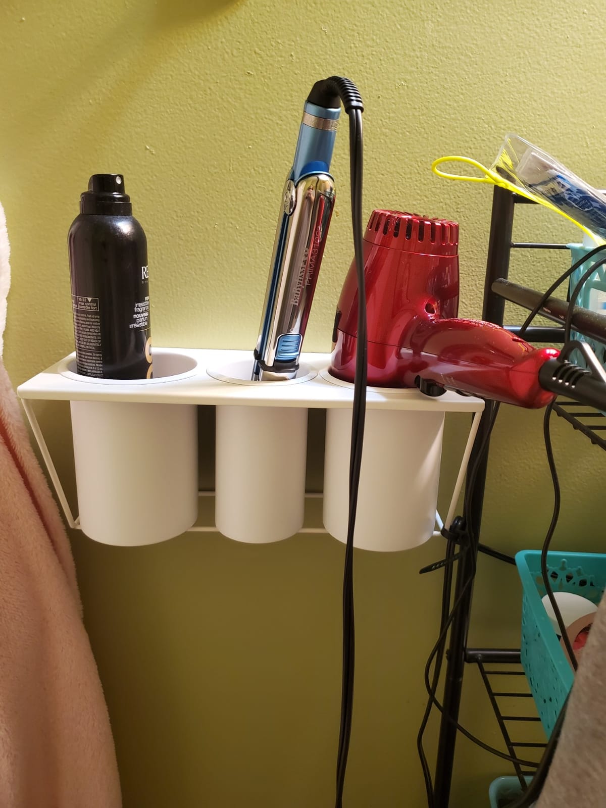 Hair Dryer Holder Hair Styling Product Care Tool Organizer Bath Supplies Accessories Tray Stand Storage Bathroom Steel Hair Dryer Holder(Black) MK470B customer photo 2