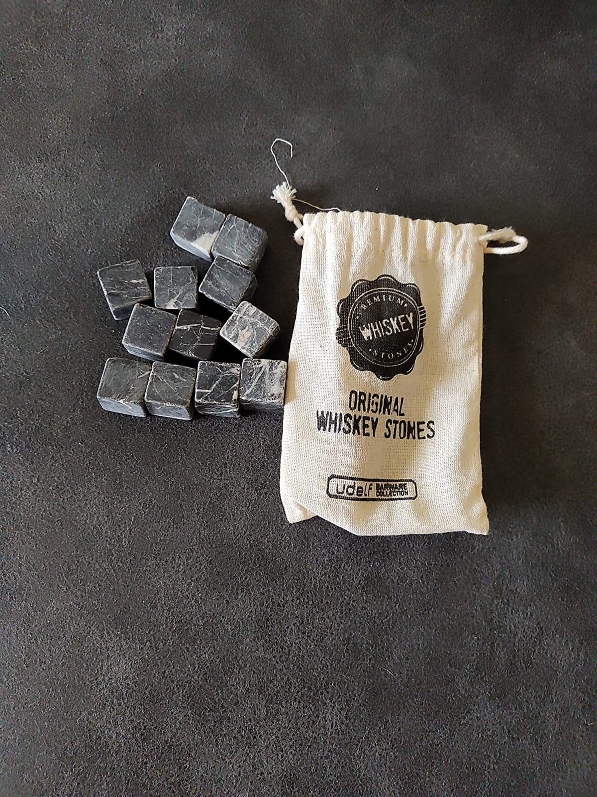 Premium Whiskey Stones Gift Set with 12 Pcs Stones and Bag. Whiskey, Bourbon, Cognac, Scotch, Gin, Wine Beverage. Marble Reusable Ice Cubes. Birthday Gift for Whiskey Lovers. customer photo 1