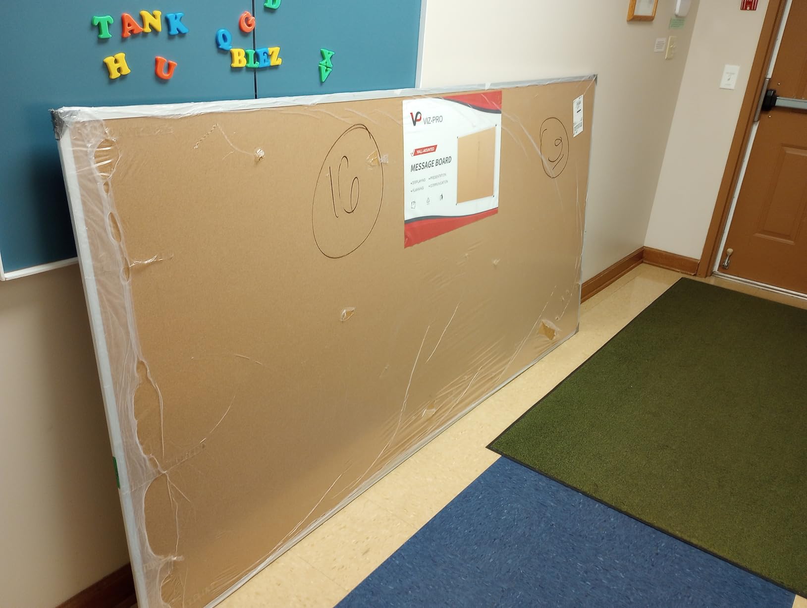 VIZ-PRO Large Cork Bulletin Board, 60 X 36 Inches, Wall-Mounted Corkboard with Silver Aluminium Frame for School, Office, and Home 5' X 3' customer photo 2