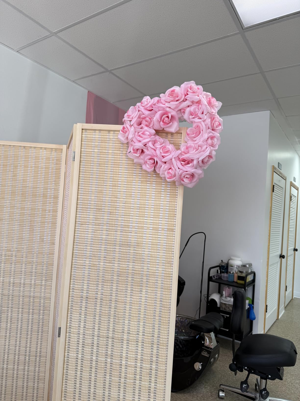 JOSTYLE Room Divider 4 Panel Folding Privacy Screen, Woven Bamboo, Wooden customer photo 2