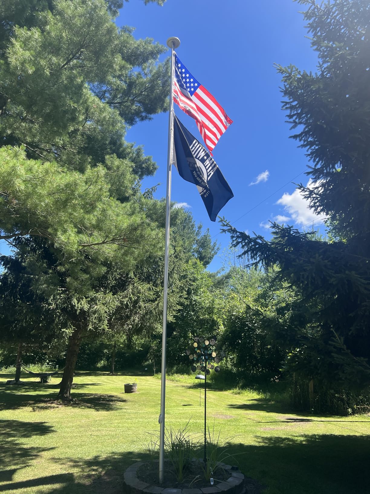 20FT Sectional Flag Pole Kit, 14 Gauge Extra Thick Heavy Duty Aluminum Outdoor In Ground Flagpole for Residential or Commercial, Silver customer photo 2