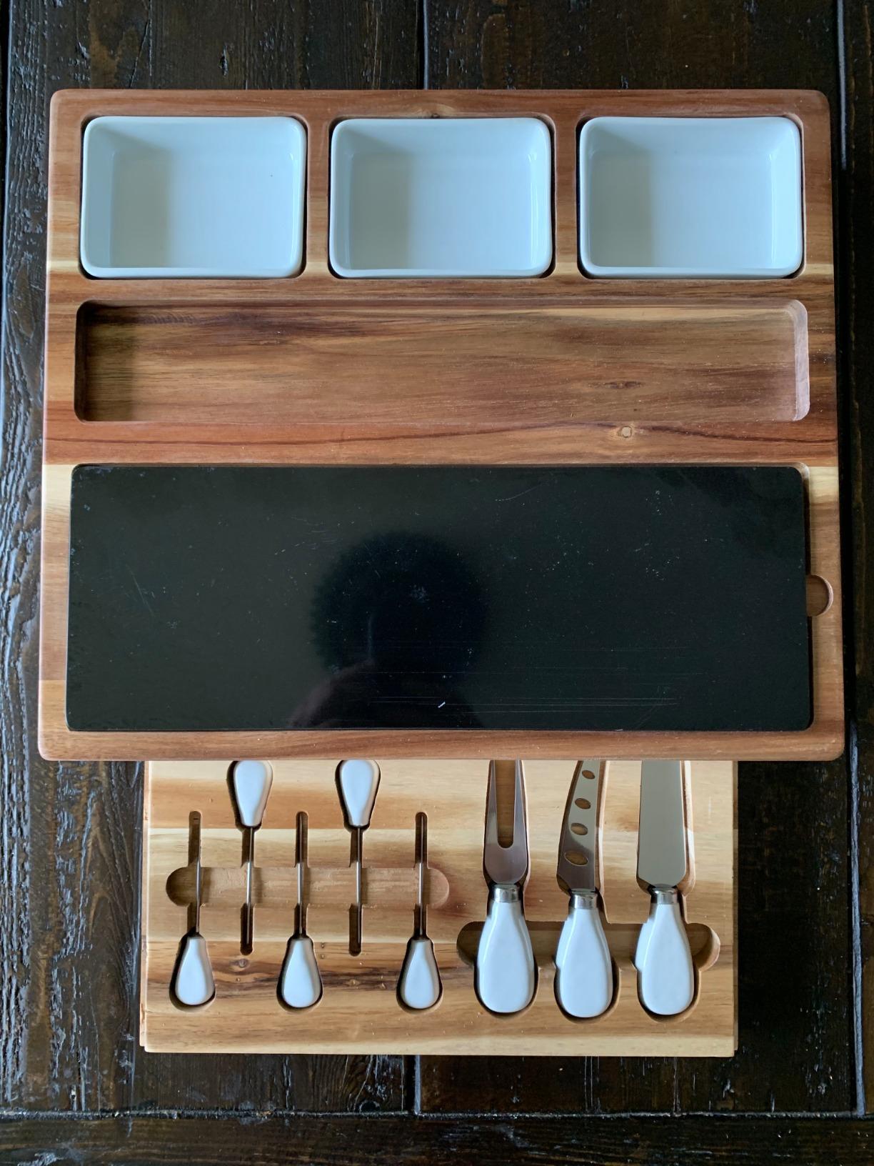 Shanik Large Acacia Wood Charcuterie Board Set with 3 Removable Ceramic Bowls & Serving Utensils - Housewarming, Wedding, Bridal Shower, Home and Kitchen, New Home Gift Ideas for Women, Gifts customer photo 2