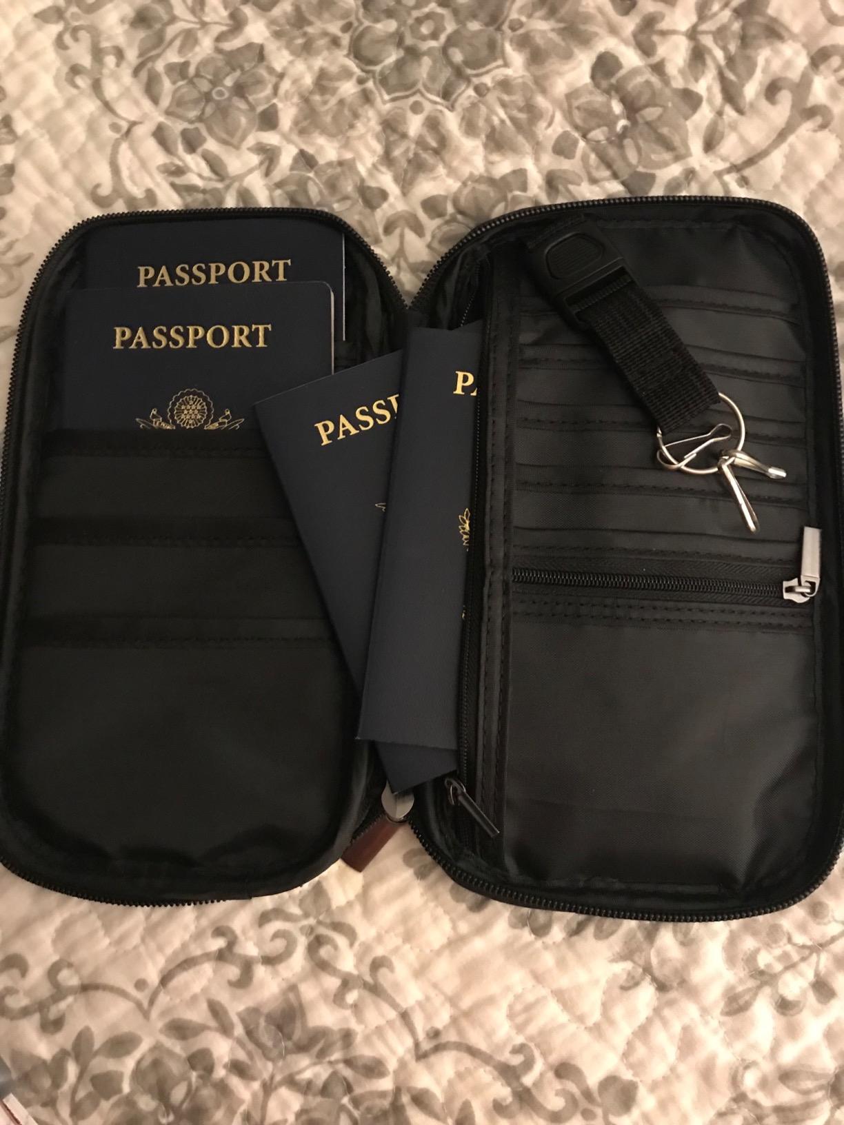 RFID Family Passport Wallet Holder Waterproof, Travel Document Organizer Credit Card Clutch Bag for Men Women customer photo 1