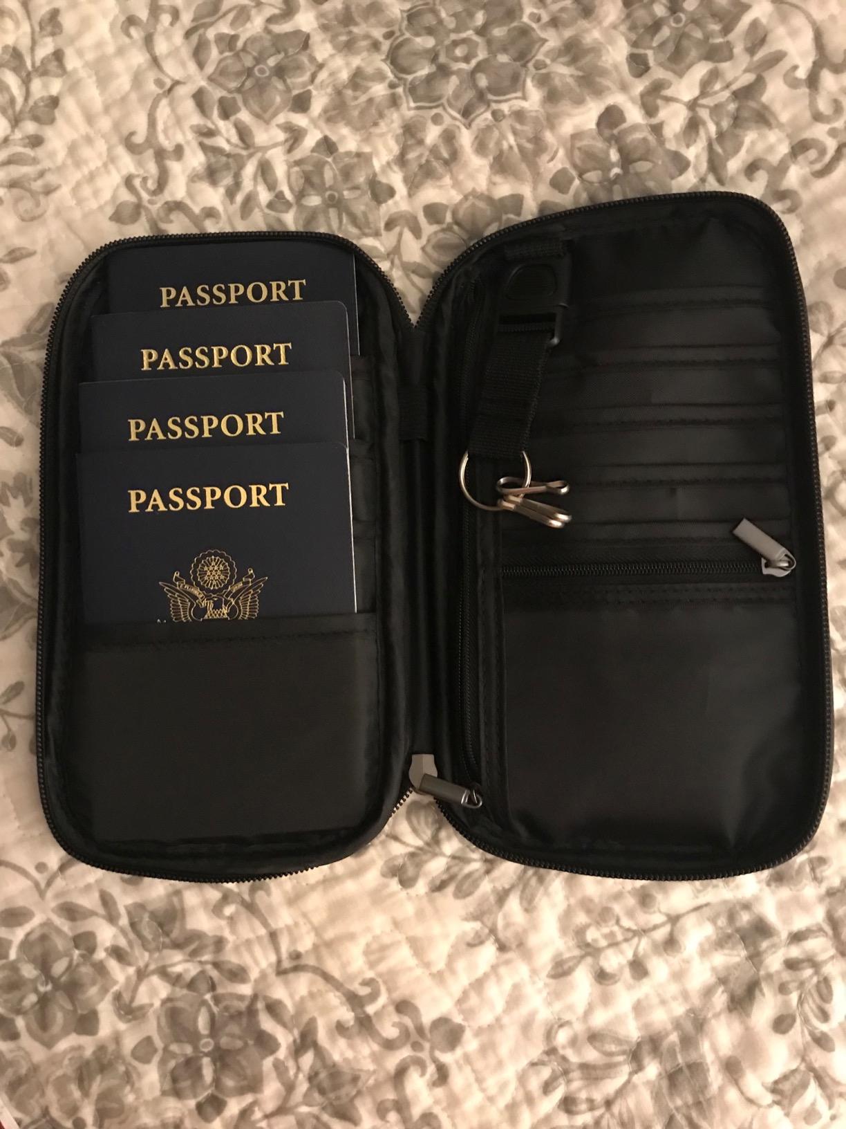 RFID Family Passport Wallet Holder Waterproof, Travel Document Organizer Credit Card Clutch Bag for Men Women customer photo 2