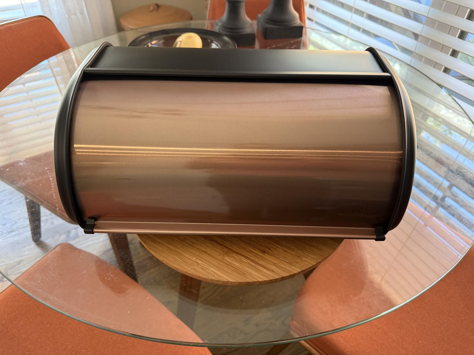 ENLOY Bread Box for Kitchen Counter, Stainless Steel Roll Top Bread Bin | Large Bread Storage Bin with Roll Top Lid, Silver Bread Storage Holder for Loaf, Bagels and Pastries, 17 x 11 x 7 Inches customer photo 2
