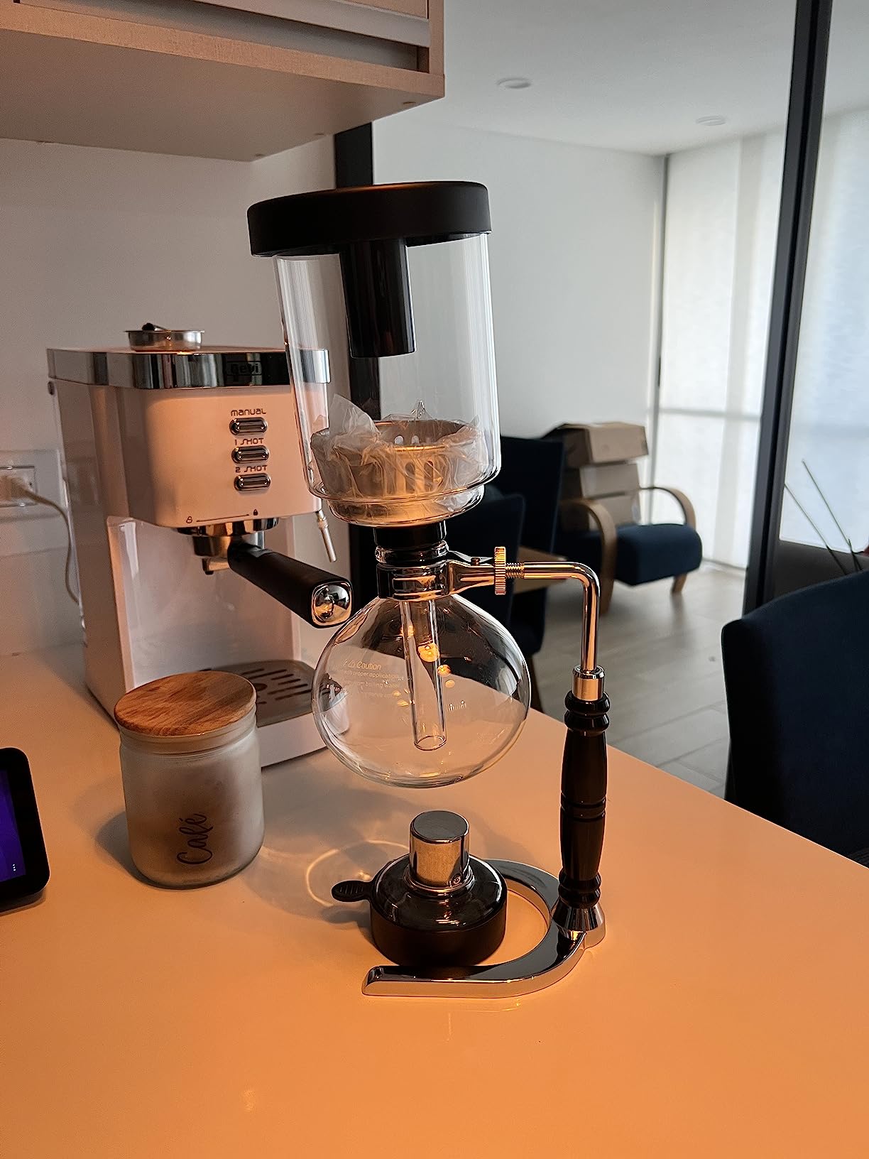 YUCHENGTECH Siphon Syphon Coffee Maker Tabletop Glass Siphon Pot Glass Technica Siphon Vacuum Coffee Maker (5 Cups, 600ml) customer photo 2