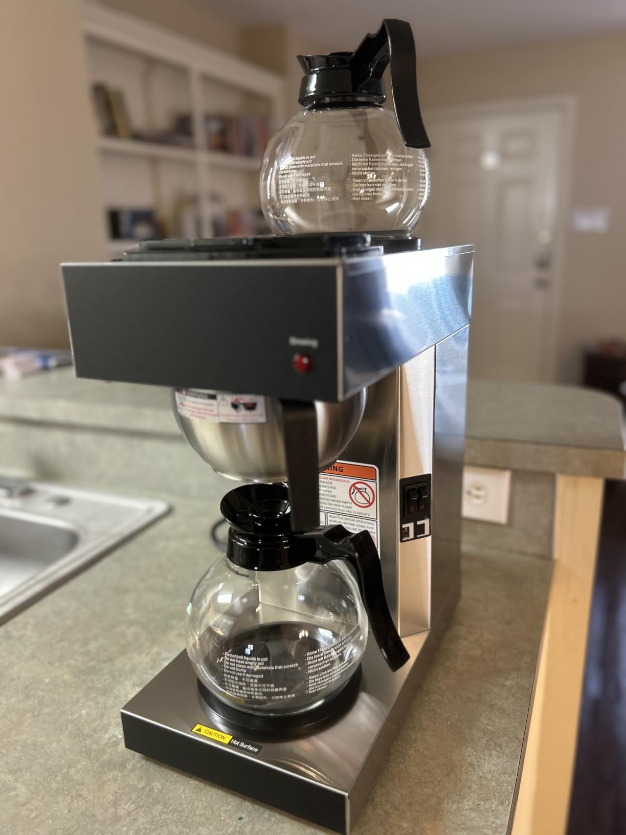 SYBO 12-Cup Commercial Pour Over Coffee Maker SF-CB-2GA | ETL Certified, Stainless Steel, Reusable Brew Basket, Spray Head, Fast Brewing, 2 Glass Carafe Included customer photo 2