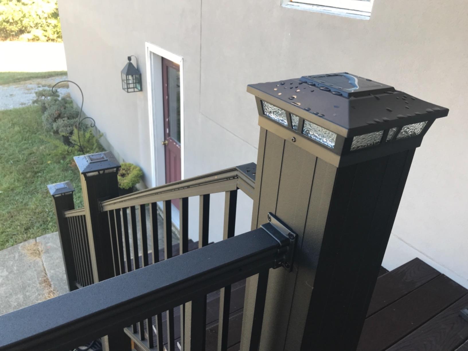 Classy Caps Oxford Solar Post Cap - Fits 6x6, 5.5x5.5, and 5x5 Deck & Fence Posts - Warm/Cool Light Color Modes - Black Cast Aluminum and Real Glass - Heavy-Duty customer photo 1