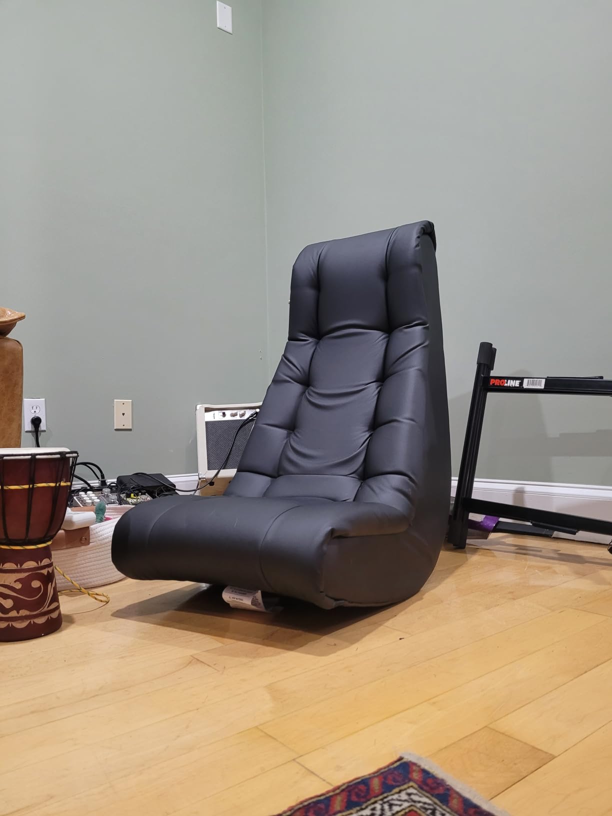Factory Direct Partners Soft Tufted Floor Rocker - Cushioned Ground Chair for Kids Teens and Adults - Great for Reading, Gaming, Meditating, TV - Black, 10488-BK customer photo 2