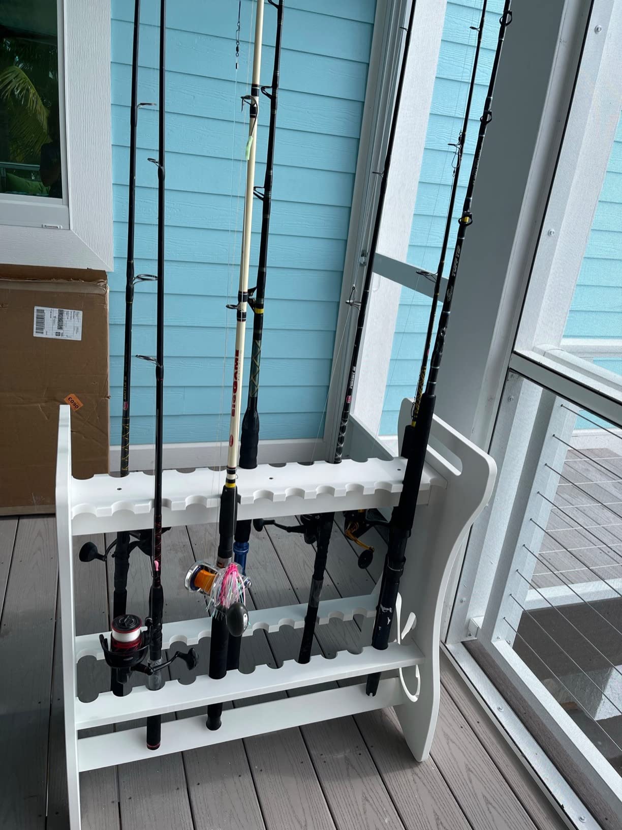 StoreYourBoard Marlin Freestanding Fishing Rod Rack, Holds 24 Rods, Fishing Rod Rack For Dock, Fishing Rod Holders for Garage, Weatherproof PVC, Made in USA customer photo 1