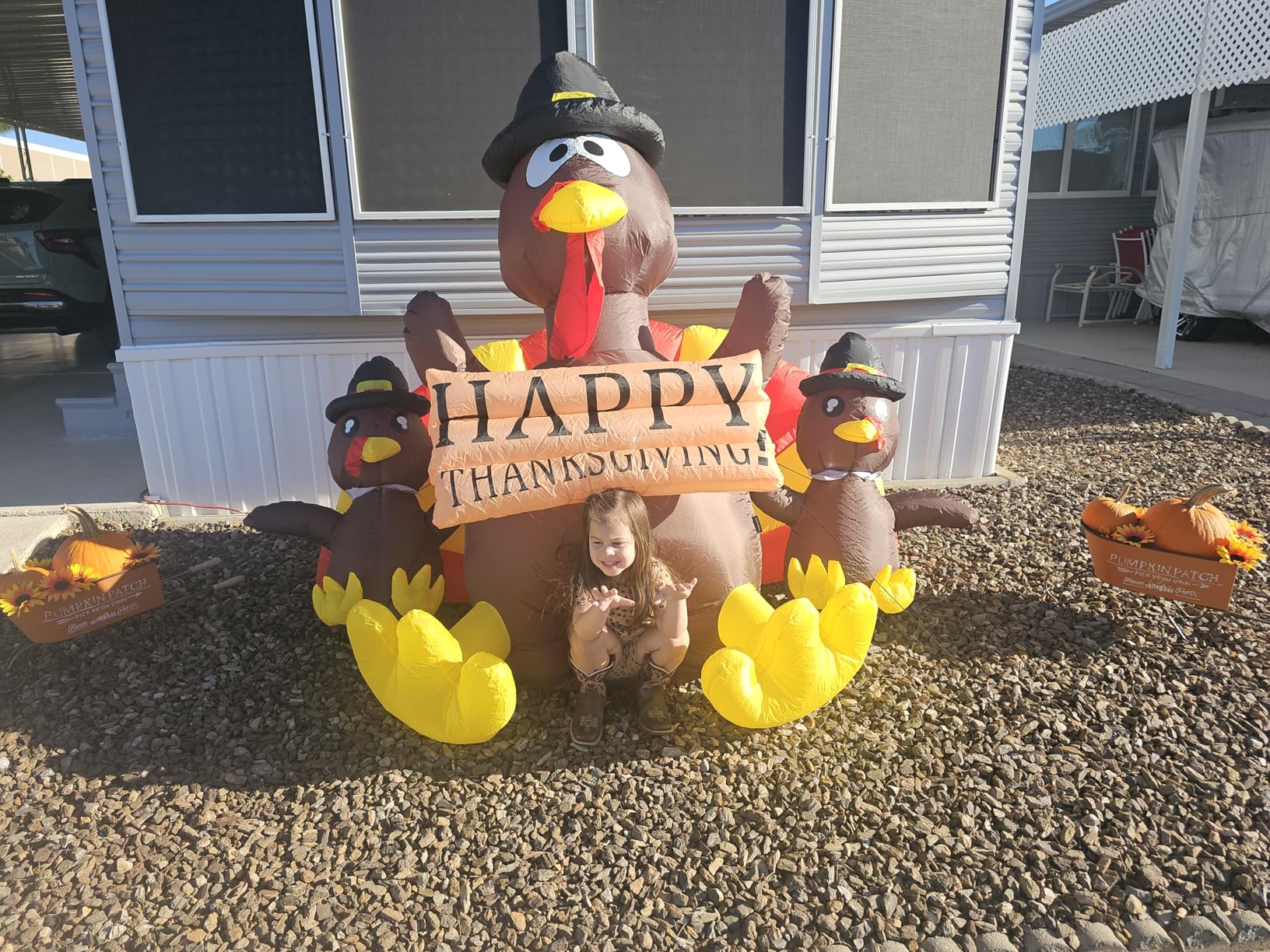 VIVOHOME 6ft Height Happy Thanksgiving Inflatable LED Lighted Turkey Family Blow up Outdoor Lawn Yard Decoration customer photo 1