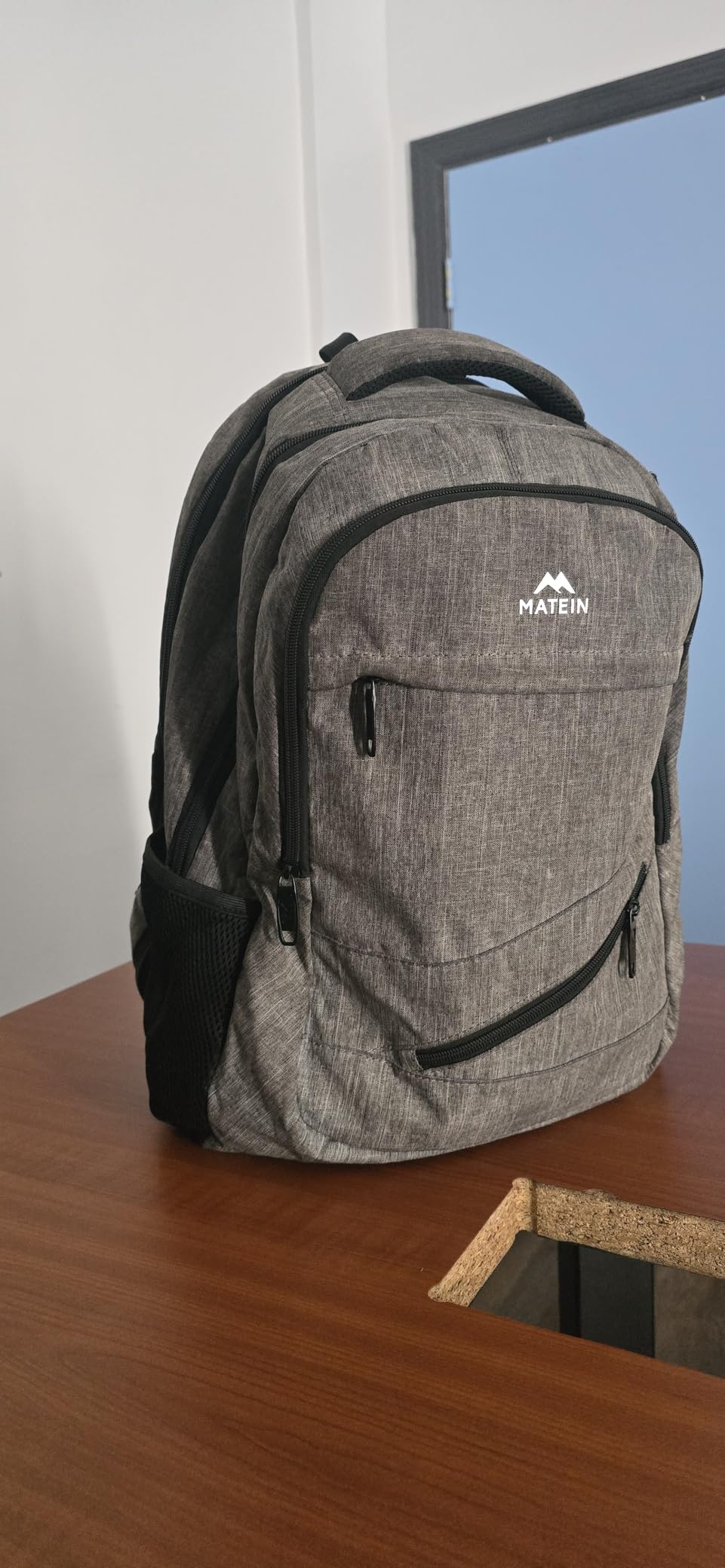MATEIN Travel Laptop Backpack, 17 Inch TSA Approved Carry On Work Bag | College School Bookpack with Trolley Sleeve, Large Business Computer Bag with Anti Theft Pocket, Grey Rucksack for Men Women customer photo 1