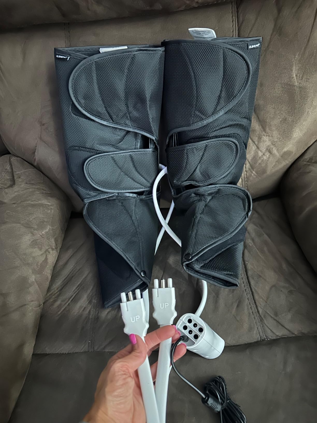 QUINEAR Air Compression Leg Massager with Heat for Circulation FSA-HSA | foot calf massager with 3 modes, 3 intensities, 2 heat, 2 Adjustable Extensions, Good for Pain Relief Edema RLS, gift for Dad Mom customer photo 2