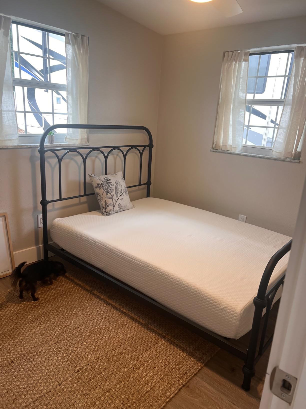 Signature Design by Ashley Queen Metal Bed Frame with Headboard & Footboard, Black metal bed frame, Wrought-iron styling, Includes headboard footboard and rails, Powder-coated steel, Nashburg Series customer photo 2