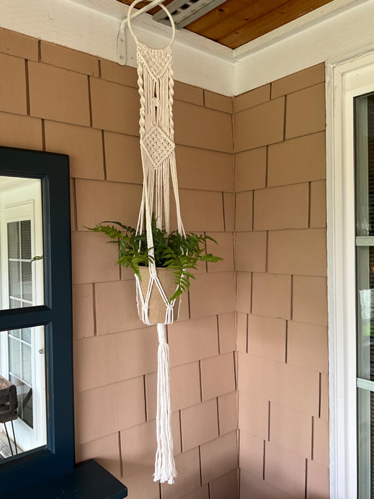 Cuttte Macrame Plant Hanger Indoor Outdoor Hanging Planter Basket, 4 Legs 43.3 Inch customer photo 1