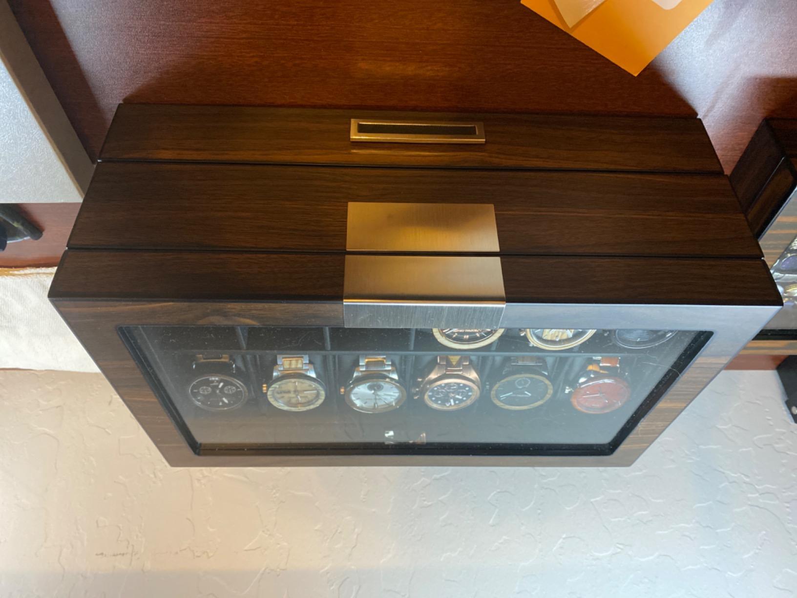 Men's Watch Box Organizer - 12 Slot Premium Walnut Wood Watch Display Case with Valet Drawer, Glass Window & Leather Interior customer photo 2