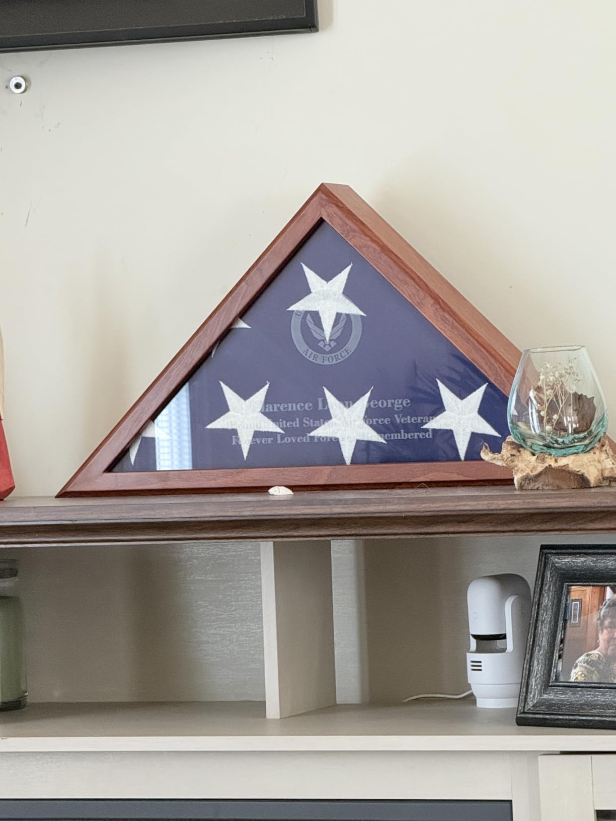 Personalized Flag Display Case for 5' x 9.5' Flag – All Military Branches Available, Veteran Memorial Display Case with Glass Front customer photo 1