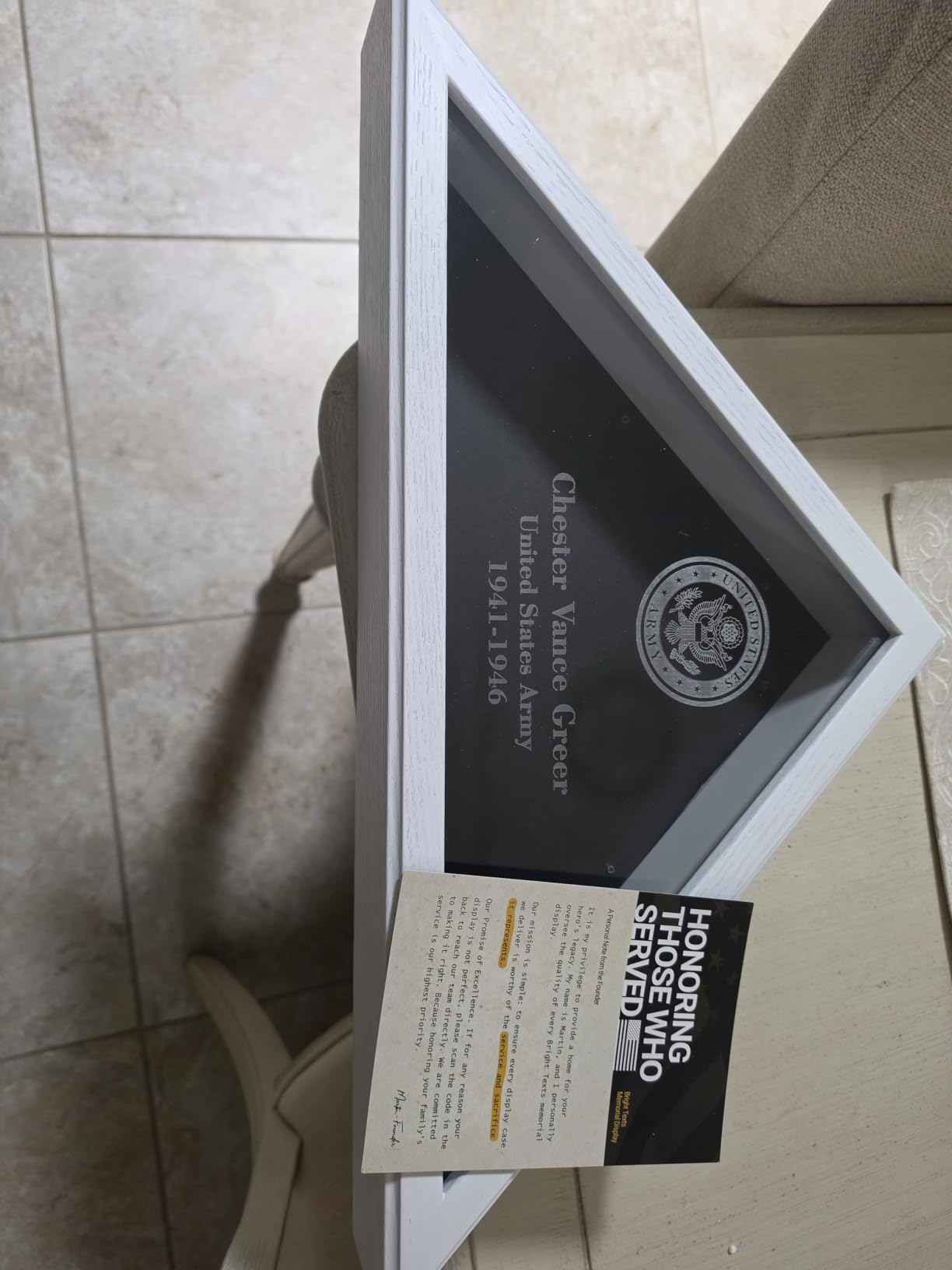 Personalized Flag Display Case for 5' x 9.5' Flag – All Military Branches Available, Veteran Memorial Display Case with Glass Front customer photo 2