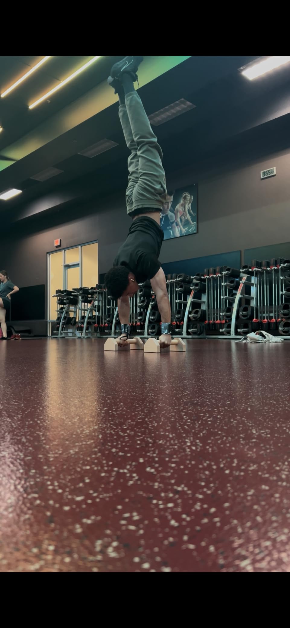 Calisthenics Wood Parallettes Bars | Push Up Bar That Will Not Slip or Wobble | Wrist Wraps Included customer photo 1