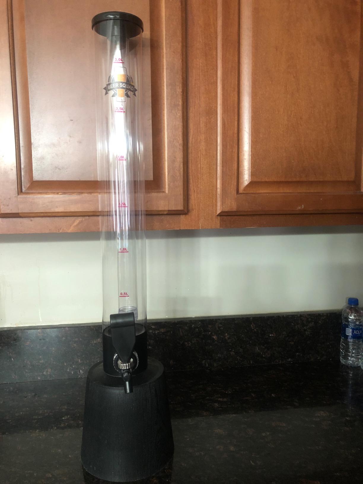BeerSquad Beer Tower - 3L 100 oz. Clear Beverage Tower Dispenser with Included Ice Tube, Easy Clean, Dual Action Integrated Tap customer photo 2