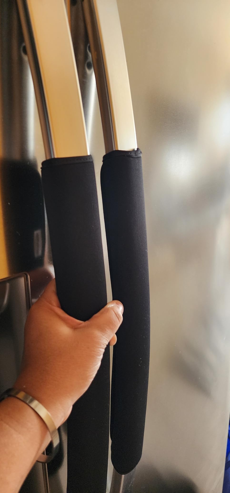 Miaowater 4 PCS Refrigerator Door Handle Covers Kitchen Appliance Decor Handles Anti-Skid Anti-Static Protector Fridge, Dishwasher Oven Keep Off Fingerprints, Food Stains (Black) customer photo 2