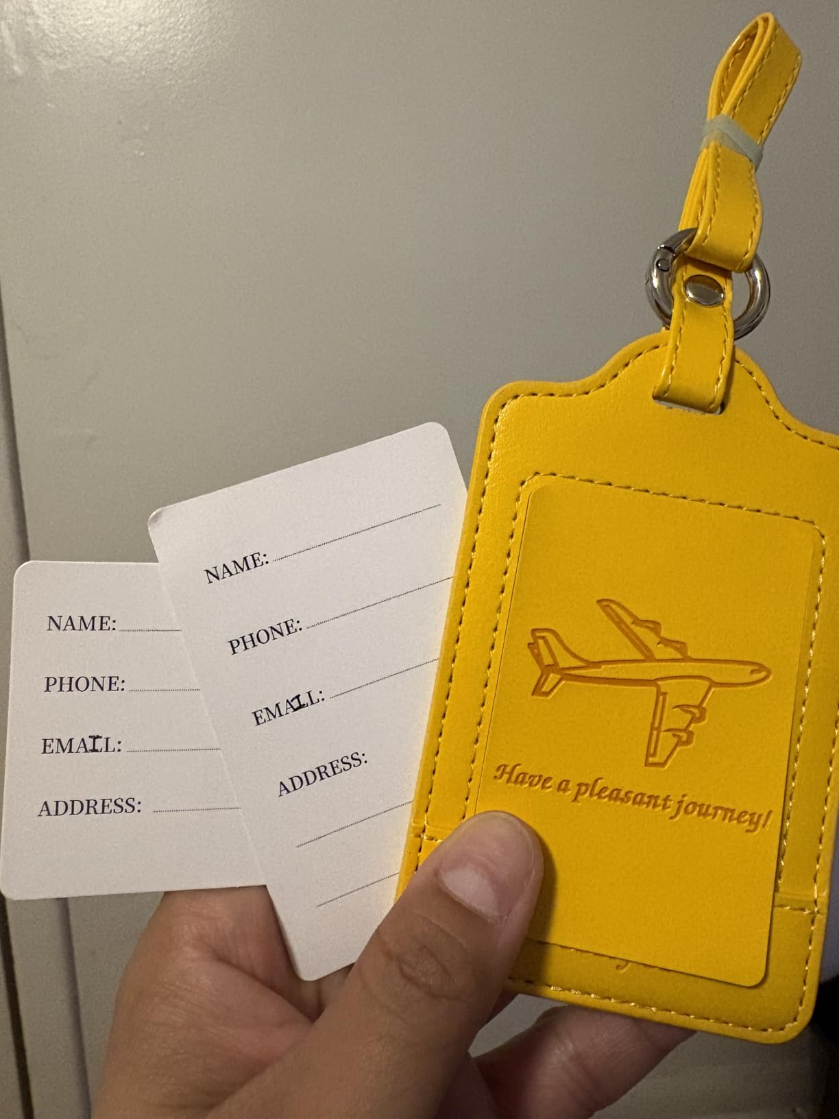 Teskyer Leather Luggage Tags for Suitcases, 3 Pack, Brown customer photo 1