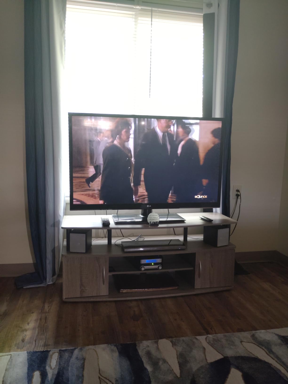 Furinno JAYA Large Entertainment Stand for TV Up to 55 Inch, French Oak Grey/Black customer photo 2