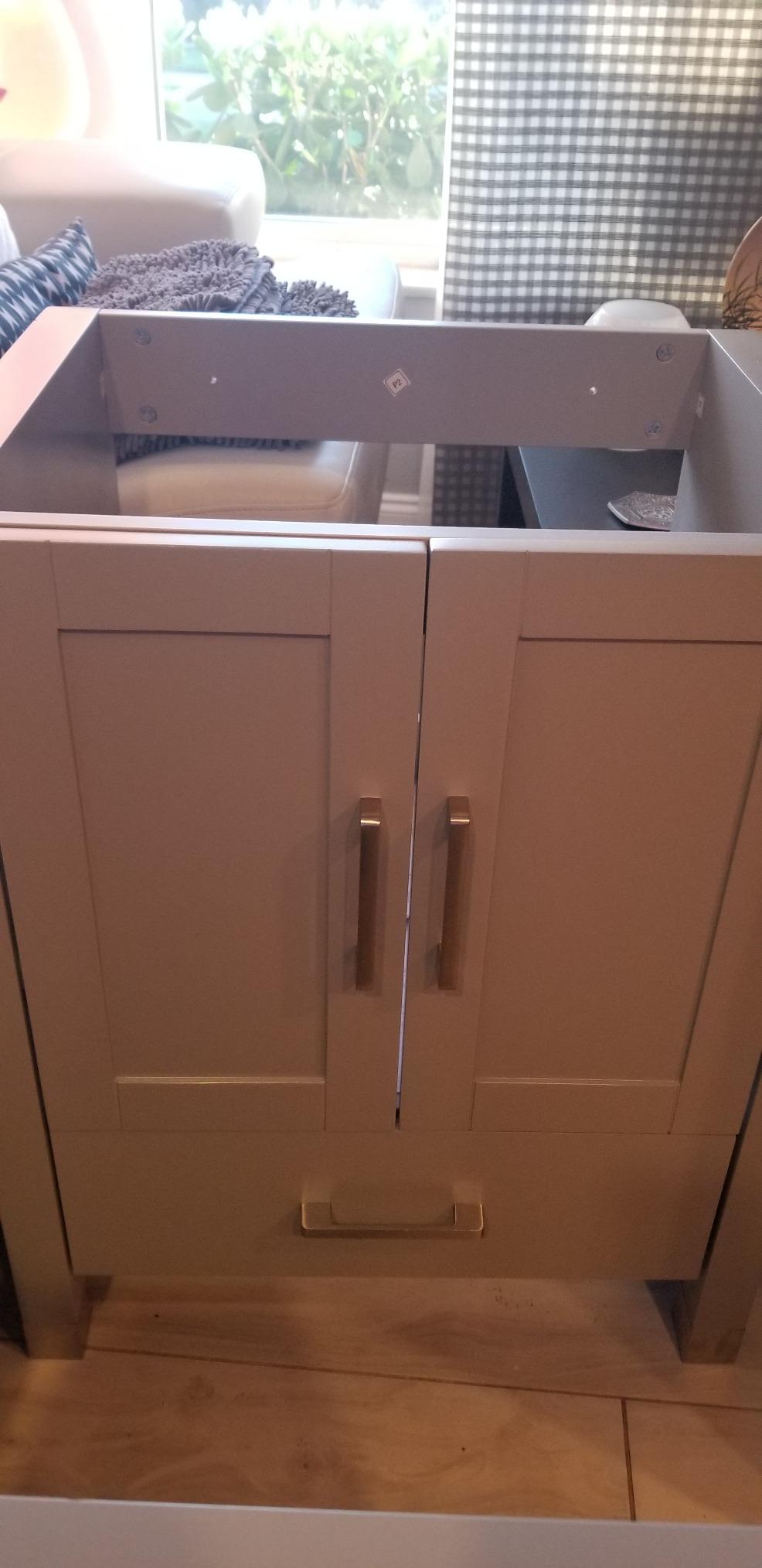 48 inch Double Sink Bathroom Vanity Cabinet Combo Glass, Marble Top Grey Paint Wood w/Faucet, Mirror&Drain Set (Solid Wood + Marble Top) customer photo 1